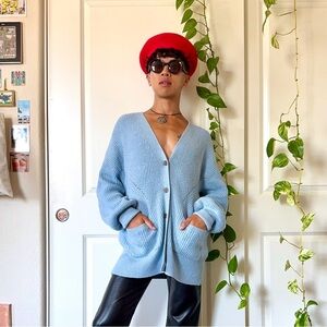 Baby Blue Nine West Oversized Cardigan